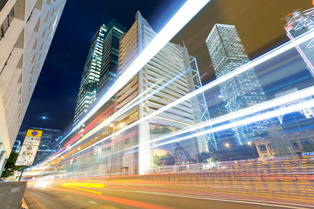traffic in Hong Kong at night