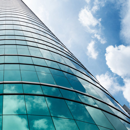 Modern business building with sky reflection