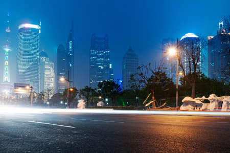 the night view of the lujiazui financial centre in shanghai chinaのeditorial素材