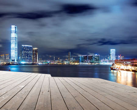 Hong Kong city at nightの写真素材