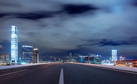 Hong Kong night view of Victoria Harbor, Hong Kong Island business district