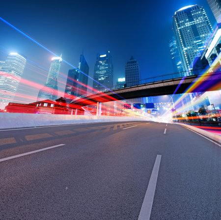 Asphalt road and modern city