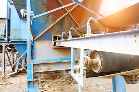 Open pit mining and processing plant for crushed stone, sand and gravel to be used in the roads and construction industryの写真素材