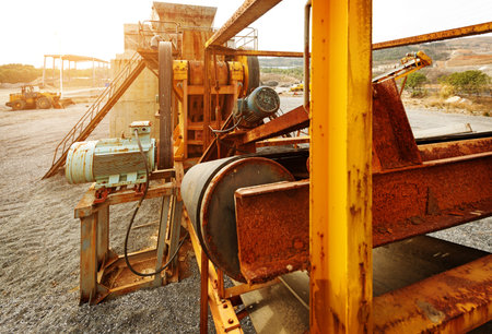 Open pit mining and processing plant for crushed stone, sand and gravel to be used in the roads and...