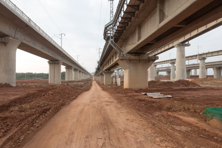 High overpass on the sky backgroundの写真素材