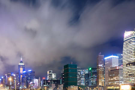 Hong Kong city at nightの写真素材