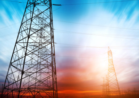 Power tower in the sky background