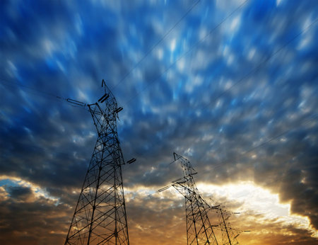 Power tower in the sky background