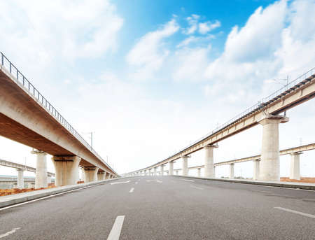 concrete road curve of viaduct in shanghai china outdoor.の写真素材
