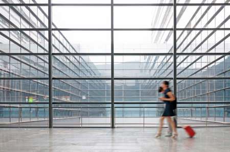 people silhouette in hall of office buildingのeditorial素材