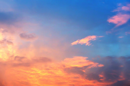 Sunrise sky blue and orange forming a border.