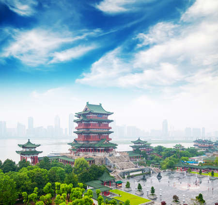 Tengwang Pavilion,Nanchang,t raditional, ancient Chinese architecture, made of woodのeditorial素材