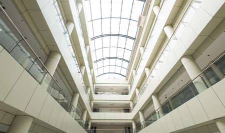 futuristic modern office building interior in urban cityのeditorial素材