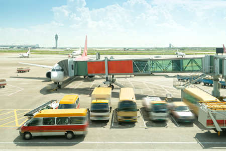 The plane at the airport on loadingのeditorial素材