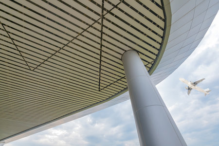the scene of T3 airport building in beijing china.