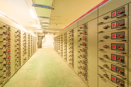 Electrical energy distribution substation in a power plant.