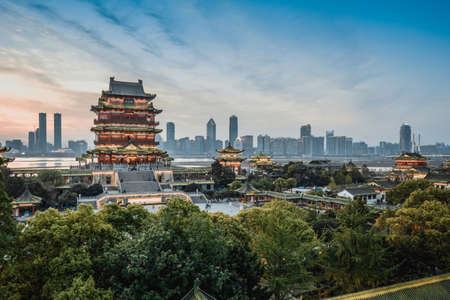 Tengwang Pavilion,Nanchang,traditional, ancient Chinese architecture, made of wood.のeditorial素材