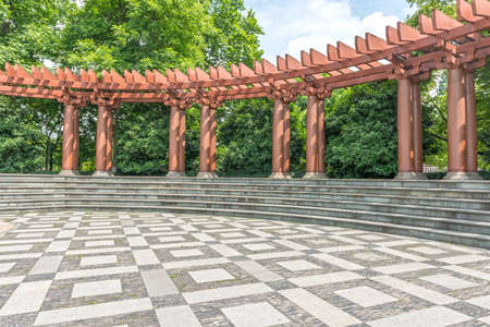 Chinese-style promenade in the West Lake in Hangzhouの写真素材