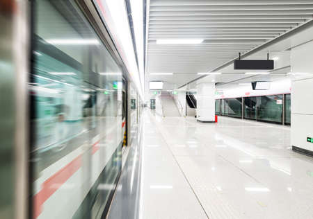 train fast moving at subway stationのeditorial素材