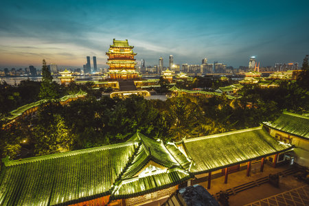 nanchang tengwang pavilion at night ,is one of chinese famous ancient building
