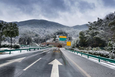 Winter snow highwayの写真素材