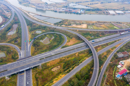 Aerial photography bird-eye view of City viaduct bridge road streetscape landscape