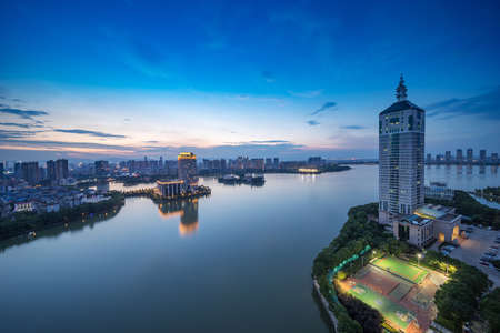 Nanchang, Jiangxi river viewsの写真素材