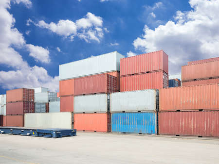 Stack of Cargo Containers at the docksの写真素材