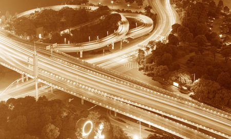 Overpass of the light trails, beautiful curves.