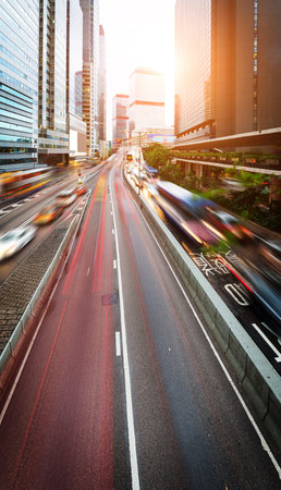 group of cars on the street road at shanghai china.