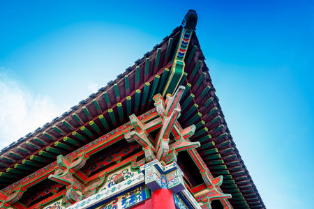 Close up of ancient building eave