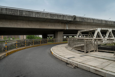 Highway and viaduct under the blue clouds