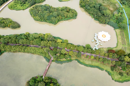 Aerial view, forests and lakes