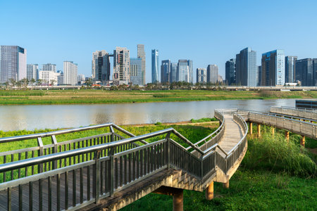 Urban Scenery of Nanchang New District,jiangxi,chinaの写真素材
