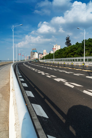 Empty urban roads and buildings in the cityの写真素材