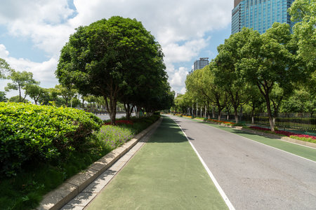 Empty urban roads and buildings in the cityの写真素材