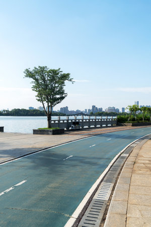 walkway in the modern cityの写真素材