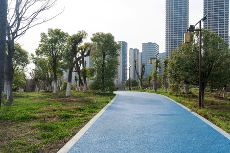 walkway in the modern cityの写真素材