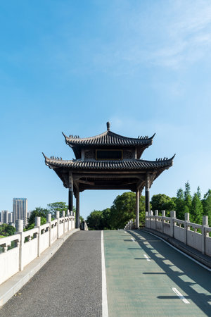 A traditional Chinese garden pavilionの写真素材