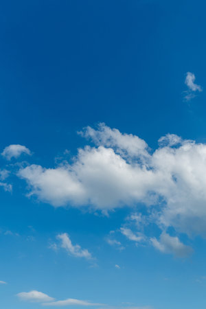 Blue sky with cirrus cloud. It's clearing day and good weather in the morningの写真素材