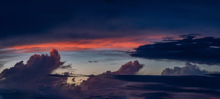 Fiery orange sunset sky. Beautiful skyの写真素材