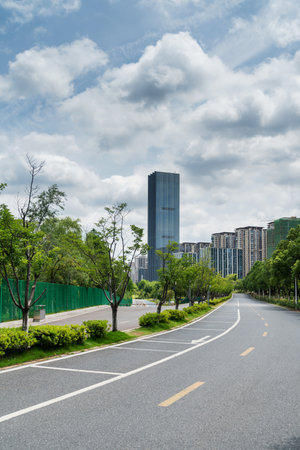 Empty urban roads and buildings in the cityの写真素材