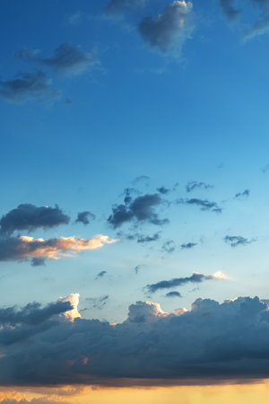 Fiery orange sunset sky. Beautiful skyの写真素材