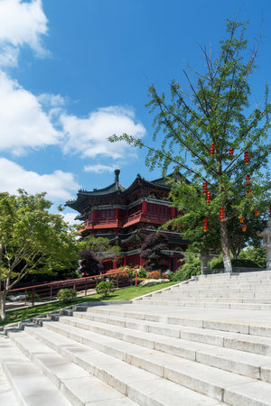 Tengwang Pavilion,Nanchang,traditional, ancient Chinese architecture, made of wood.の写真素材