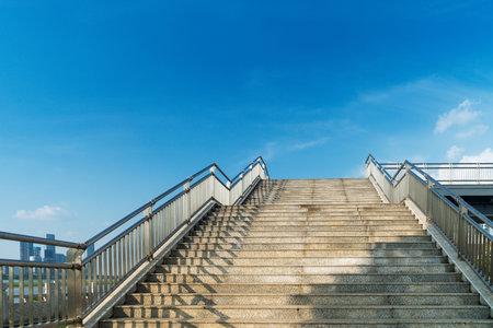Close up and details of railing and stairs of a modern building