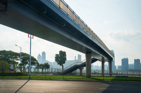 Empty urban roads and buildings in the cityの写真素材
