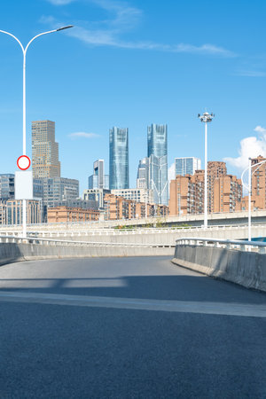 city highway interchange in shanghai on traffic rush hourの写真素材
