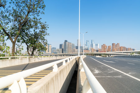 city highway interchange in shanghai on traffic rush hourの写真素材