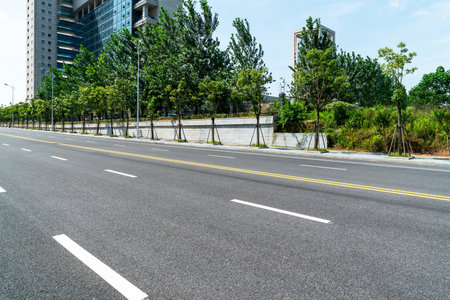 Empty urban roads and buildings in the cityの写真素材