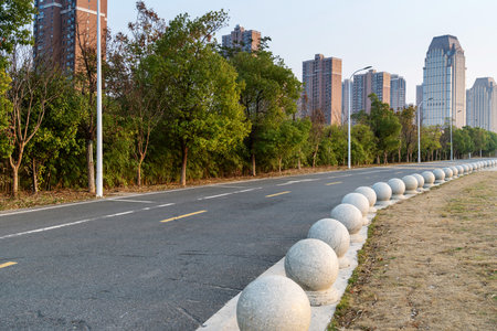 Empty urban roads and buildings in the cityの写真素材